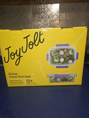 Jolt Glass Food Storage Containers with Purple Lids - 12 Pack